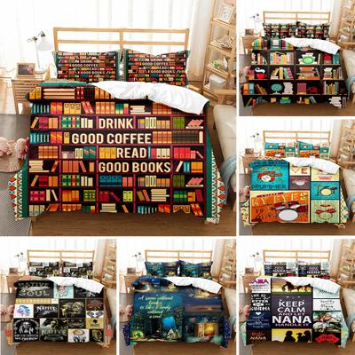 Buch Bettbezug Bibliothek Bücherregal Bettwäsche Set Mikrofaser 3D Druck Bettdeckenbezug Full Twin King Für Kinder Teenager Mit Kissenbezügen