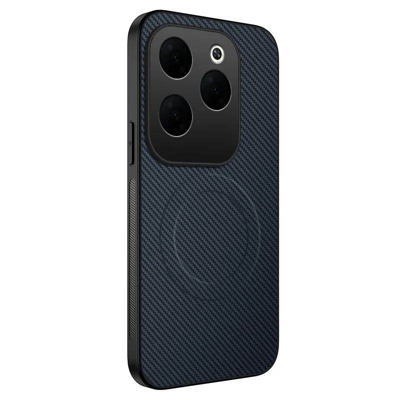 Magnetic Wireless Charging Phone Case For Infinix HOT 40i 40 Pro Hot 50 50I 50 Pro Plus Carbon Fiber Pattern Silicone Cover Case