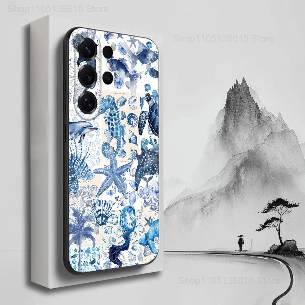 

Sea Ocean Shark Art Case For Samsung S10,Plus,S9,S22,S25,Ultra,S24,S21,S20,S23,FE,Lite,Soft Silicone Black SamsungS24FE