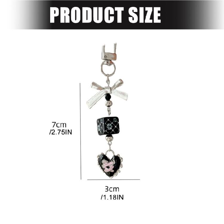 Versatile Alloy Heart Bowknot Phone Strap Keychain Hanging Ornament Charm Y2K Inspired Jewelry For Daily Use