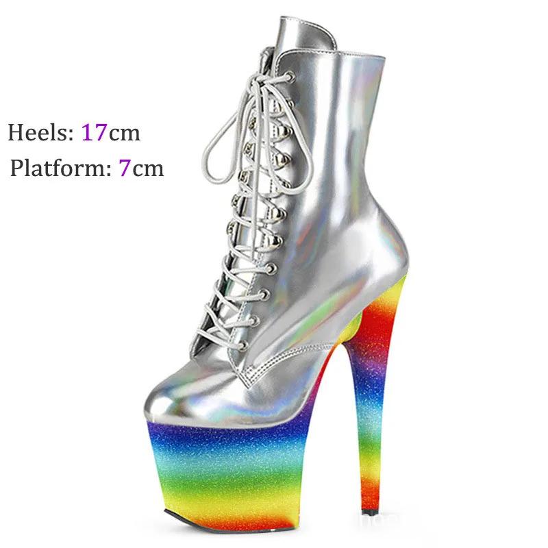 Divat Új 17Cm Szuper Magassarkú Stiletto Női Csizma Vízálló Platform Divat Kerek Orrú Bokacsizma Tánccipő