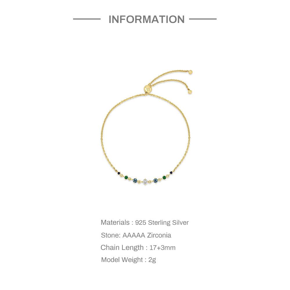 Fashion S925 Sterling Silver Round Colored Diamond Geometric Luxury Beautiful Bracelet Bracelet Bracelet