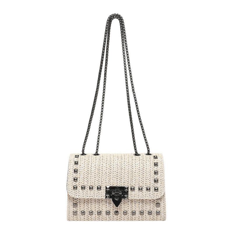 2024 New Fashion Diamond Grid Rivet Bag Women Street Trend Pu Shoulder Bag