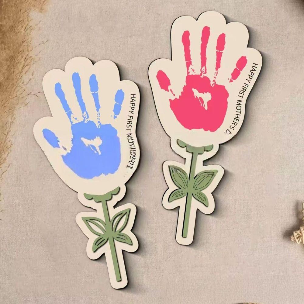 Decoration Mother's Day Plaque Hand Painted Wooden Flower Craft Kids DIY Painting