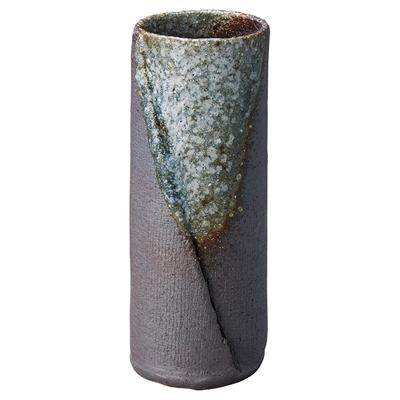 Marui Seito Shigaraki Ware Hechimon Ceramic Flower Vase, Approximately 21cm Tall, Cylindrical, Hagi Kiln Transformation, Made In Japan, MR-M240