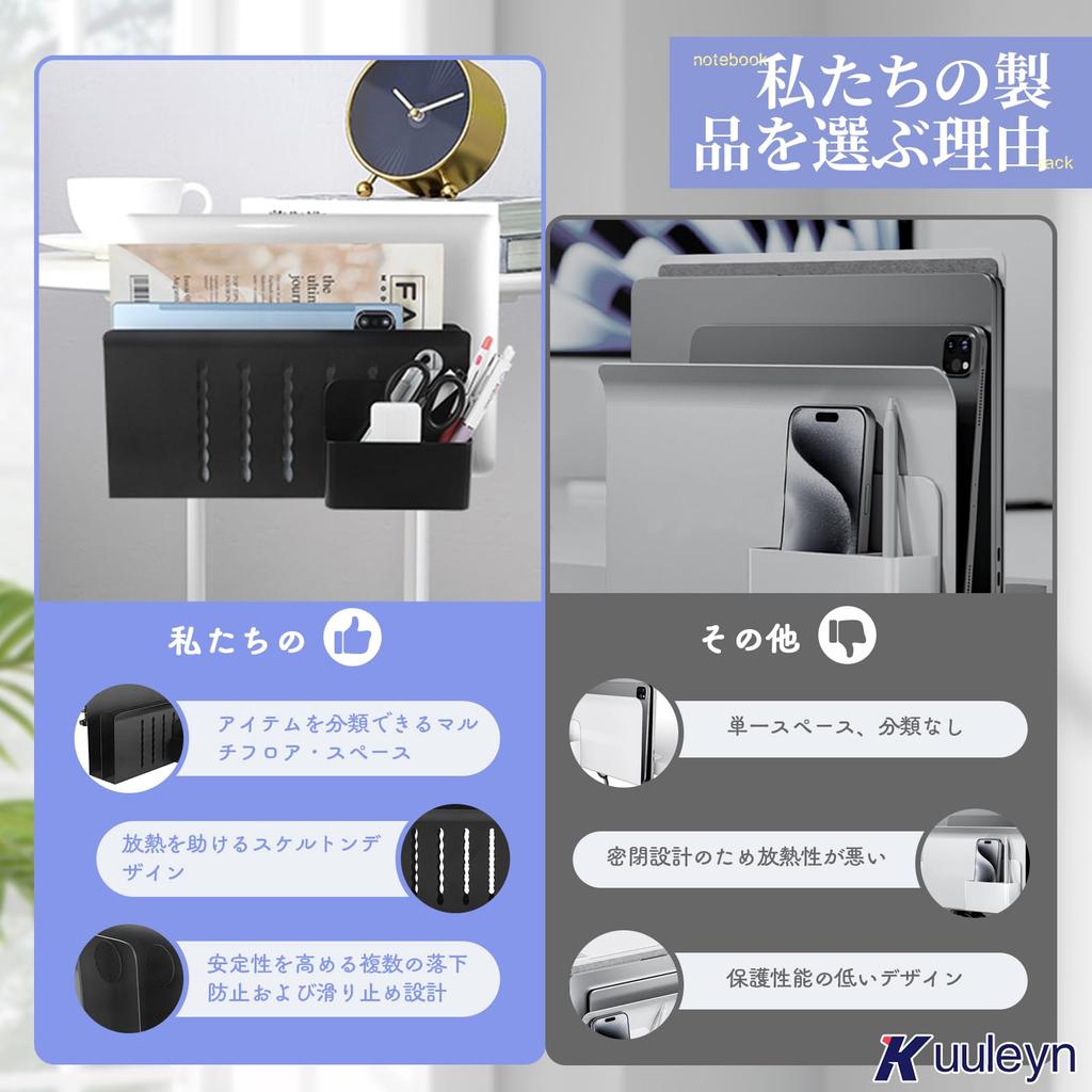 New Double-Layer Deskside Storage Clamp Holder, Steel, Perforated Board, Tableside Pocket, 8kg Weight Capacity, No Assembly Required, Under-Desk