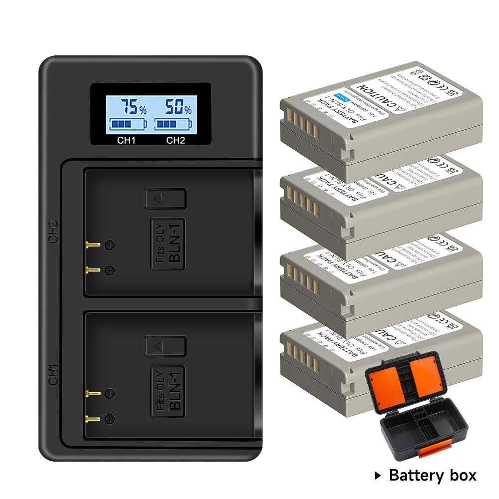 PALO 2280mAh BLN-1 PS-BLM1 Battery +Camera box for Olympus OMD E-M1, Olympus Pen F, OM-D E-M5, PEN E-P5, OM-D + USB LCD Charger Fast Charge