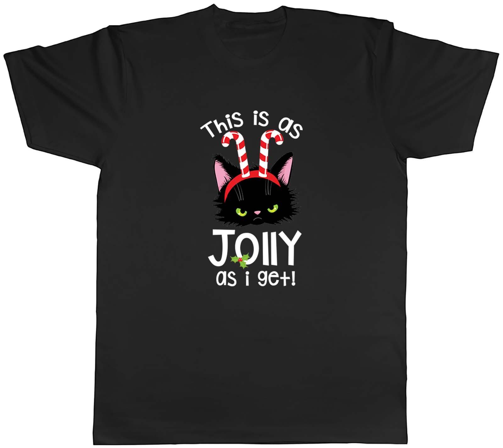 This Is As Jolly As I Get Cat Candy Stick Christmas Mens Unisex T-Shirt Tee Gift XXXXL
