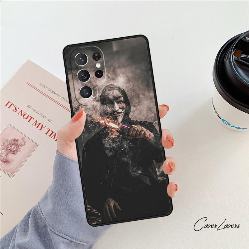 

Hacker Anonymous phone case For Samsung Galaxy S24 S25 S23 S22 Ultra Note 10 20 Plus S20 S21 FE Cover For Note10 Pro(Plus)