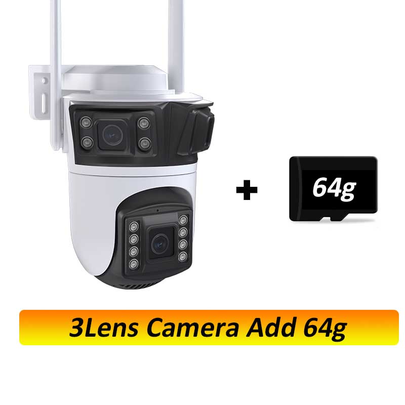 Three Lens PTZ IP Camera Outdoor 6K HD Three Screen WiFi Security Camera Auto Tracking 4K Dual Len Wirelss CCTV Camera iCsee