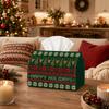 1pc Tissue Box Holder with Christmas Nordic Folk Winter Design - Reindeer Pine Tree Typography, Durable Polyester, Ideal for Kitchen, Living Room, Bed
