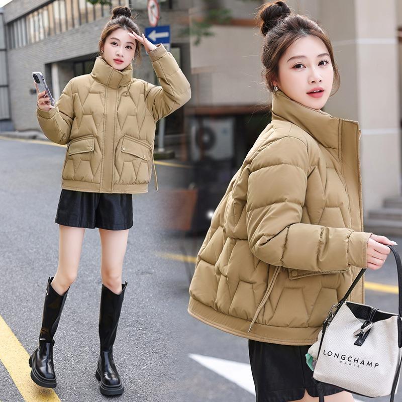 Small short cotton-padded women's winter thermal stand-up collar loose belly covering thin down cotton-padded women's cotton-padded jacket tide