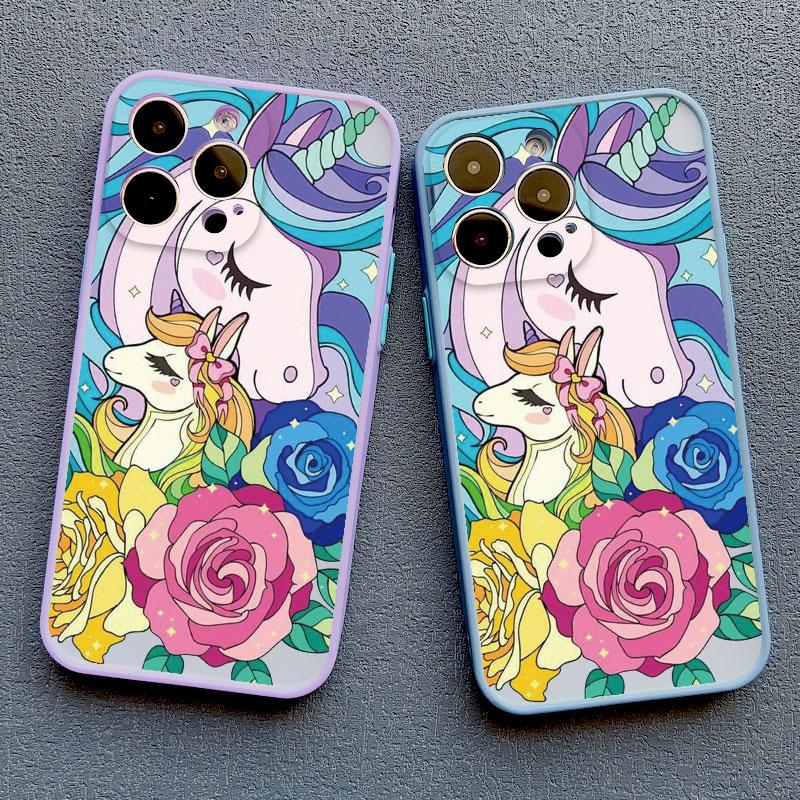 Cartoon Unicorn Phone Case For iPhone 12 13 Pro Max Mini XR XS X 8 7 Plus Back Cover For iPhone 11 14 Pro Max Shockproof Shells