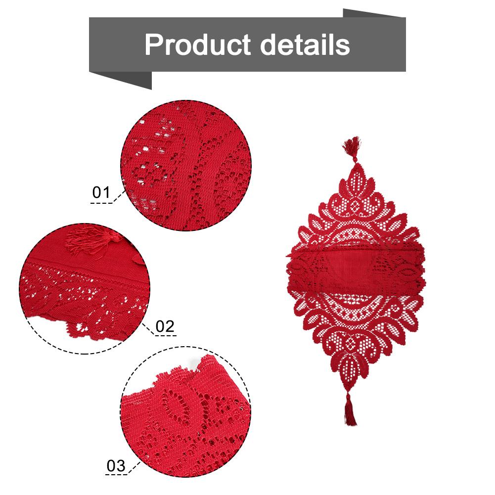 Vintage Lace Tablecloth Knitted Floral Table Runner Tasseled Edge Tablecloth Wedding Home Party Decoration