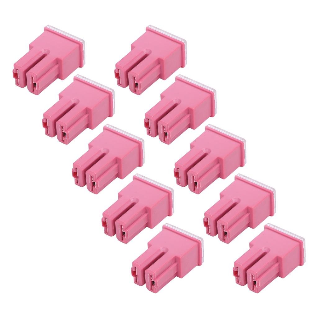 10PCS Slow Blow Fuses 30A 32V Double Straight Female Terminal Push In Type Fuse Set for Cars Trucks