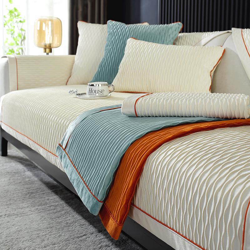 Чехол на подушку для дивана тканевое полотенце нескользящее простой современный приятный для кожи универсальный для четырех сезонов 7070CM бежевый 1598₽