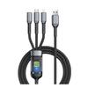 100W Transparent Digital Display 3-in-1 Fast Charging Cable