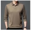 Men's Casual Long Sleeve Polo Shirt Polyester & Spandex Blend, Lapel Collar, Striped Knit Fabric with Slight Stretch, Button Detail, Spring/Fall Wear
