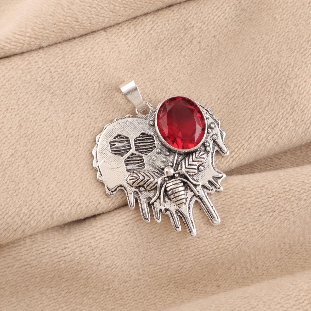 Pink Rubellite Gemstone 925 Sterling Silver Handcrafted Partywear Pendant 1.49" CP-28-13
