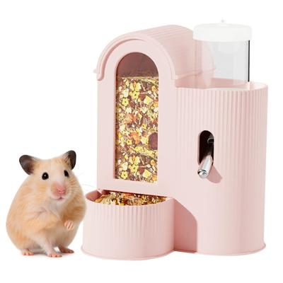 2-in-1 Automatic Food Bowl Leak-Resistant Hamster Feeder And Waterer Automatic Food Dispenser No Drip for Hamster Guinea Pig Rat