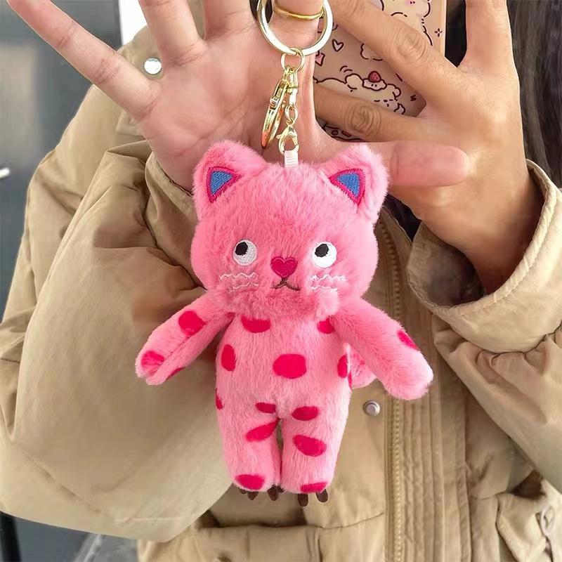 

Розовый горошек кошка плюшевая игрушка мультяшный безмолвный кот кулон мягкая кукла брелок автомобильный брелок рюкзак сумка Декор розовый