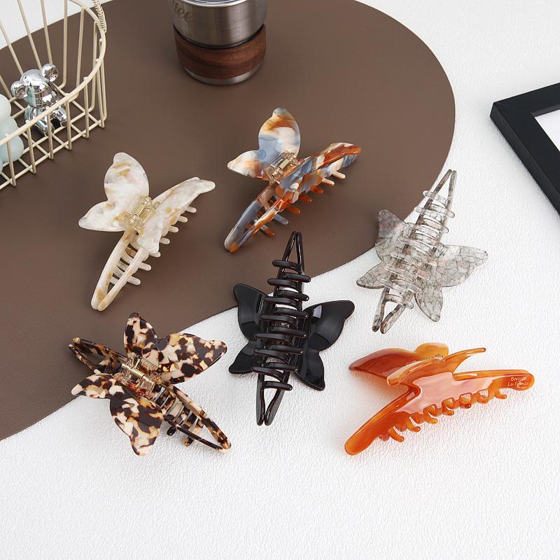Elegant Temperament Butterfly Hair Clip - High-End Acetate, Women's 2024 Collection, Simple Shark Style.