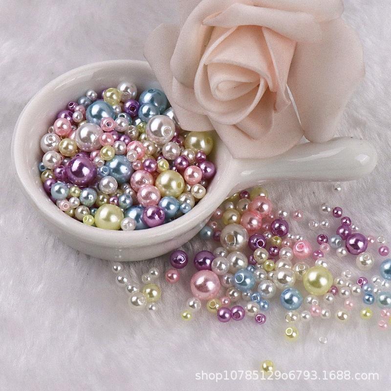 150–200 Stück bunte ABS-Imitationsperlen, Mix 3–8 mm runde Perlen mit Löchern, DIY-Armband, Charms, Halskette, Perlen für die Schmuckherstellung