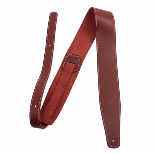 P Perri's Leathers Ltd. Perri's - XO's Adjustable Baseball Leather Guitar Strap, Red, for Acoustic, Bass, and Electric Guitars, Made In Canada (SP25S-