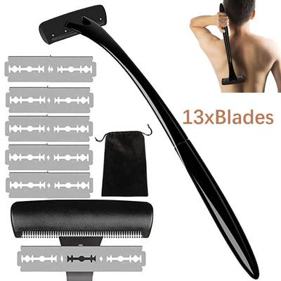 Men Back Razor Shaver Groomer Full Body Leg Hair Removal Trimmer Set Long Handle with 13 Blades
