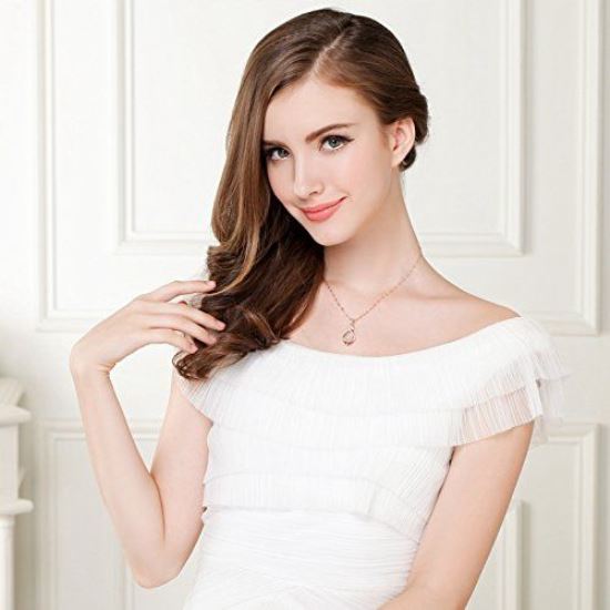 Shining Diva Fashion Collar con colgante elegante de cristal de oro rosa para mujer