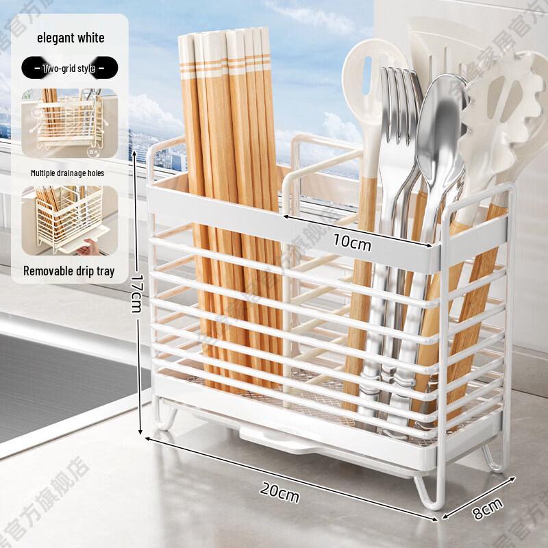 Bamboo Countertop Utensil Drainer with Hooks