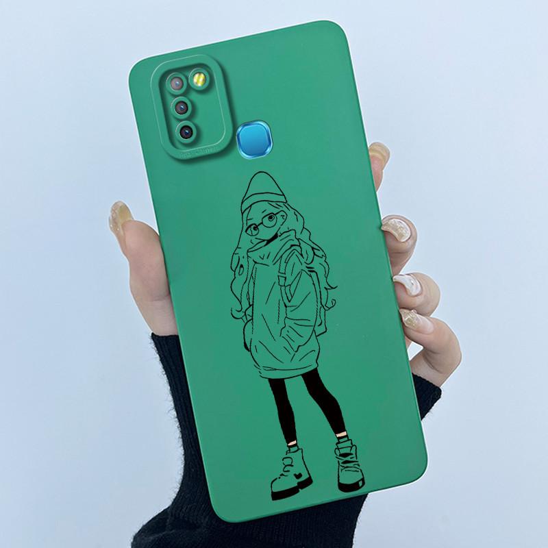 For Infinix Hot 10 Lite Smart 5 Hot 11 G37 10S 10T 10i Case Lovely Cartoon Cat Liquid Silicone Soft Shockproof Back Cover Capa