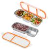 2Pcs Stainless Steel Food Divided Box Fresh-keep Food Container Rectangle Picnic Bento Tray Refrigerator Freezer Storage Box