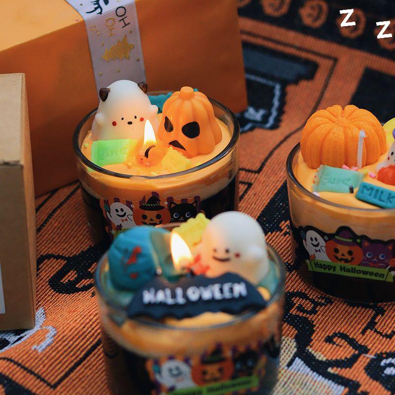 Halloween Ghost Pumpkin Scented Candle Ornament for Festive Atmosphere