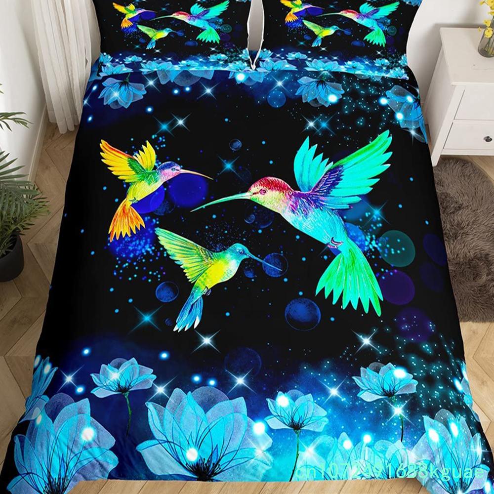 Boho Mandala Duvet Cover Set Hummingbird Bedding Set Microfiber Farmhouse Cute Birds Comforter Cover Queen For Kids Boys Girls