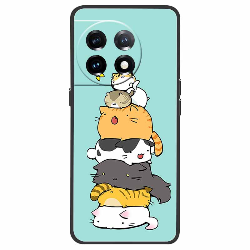 For OnePlus 11 5G Case One Plus 11R Flower Marble Black Bumper Soft TPU Silicone Cover for OnePlus 11 / 11R 5G Phone Cases Capas