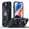 Joyroom Dual Hinge Case for iPhone 14 Plus - Rugged Black Cover with Built-in Stand and Ring Holder