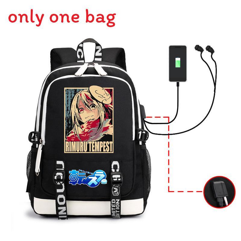 

That Time I Got Reincarnated As A Slime Backpack With Usb Charging Multifunctional Casual Bag For Outdoor Use Black A