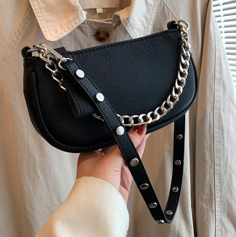 Sac à Bandoulière Rétro Décontracté pour Dames Sac à Main Mode à Chaîne Sac Messager Rétro Nouveau pour Femmes