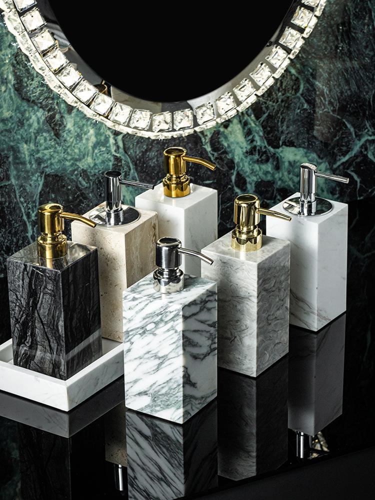 Marble Ceramic Lotion Bottle Bathroom Vanity Portable Soap Dispenser Aromatherapy Bottle Cotton Swab Box Bathroom Accessories
