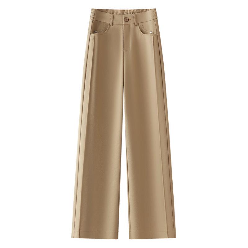 

Khaki High-Waist Slimming Wide-Leg Pants - Spring 2025: Stylish Draping Casual Fit S темно-синього кольору