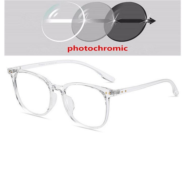 0 -0.5 -0.75 To -4.0 Anti Blue Light Transparent Gray Frame Square Myopia Glasses Rivet  Minus Degree Prescription Spectacle