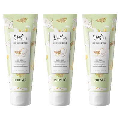 Enesty Heißes Quellwasser Gefüllter Reinigungsschaum Glow Reis & Milch, 140ml, 3 Stück