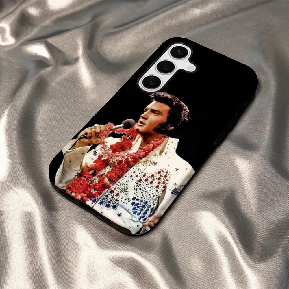 Coque de téléphone E-Elvis P-Presley Chanteur Pour Samsung S25 S24 S23 S22 S21 Plus Ultra A56 A36 A26 A16 Couverture Rigide PC HD Brillante