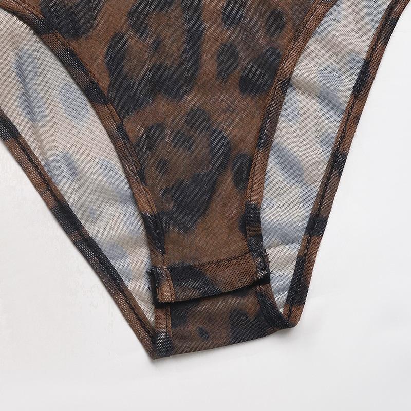 YYFS Women's Fashion Casual Leopard Print Spring Fall Long Sleeve V-Neck Bodysuits