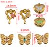 2pcs Enamel Butterfly Lava Love Heart Charms 304 Stainless Steel Pendant Base Crystal Bead DIY Jewelry Making Earrings Necklaces