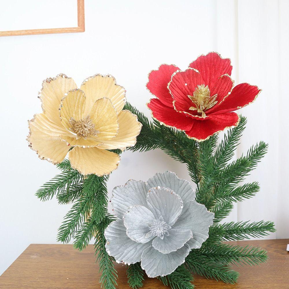 Exquisite Design Glitter Christmas Flower DIY Artificial Flowers  New Year