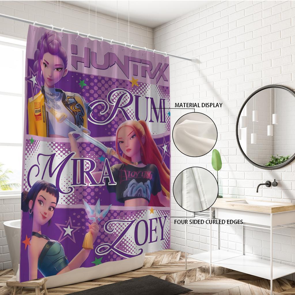 1 st K-Pop Demon Hunters grupptryck vattentät duschavskärmning insyn hängande gardin 12 krokar flera storlekar enkel installation