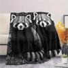 1PC Black white animals Print Flannel Blanket, High quality Comfortable for All Seasons, Home Decor, Warmth and Comfort