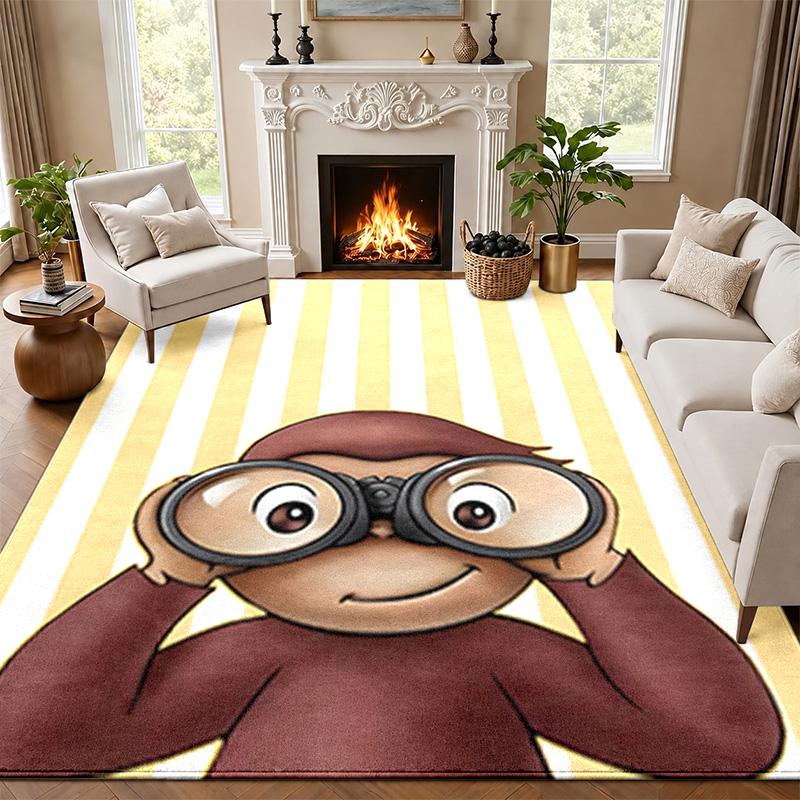 Curioso George Carpet Door Mat for Living Room or Bedroom Protective Mat Under Chair Office Decoration Christmas Gift Birthday Present